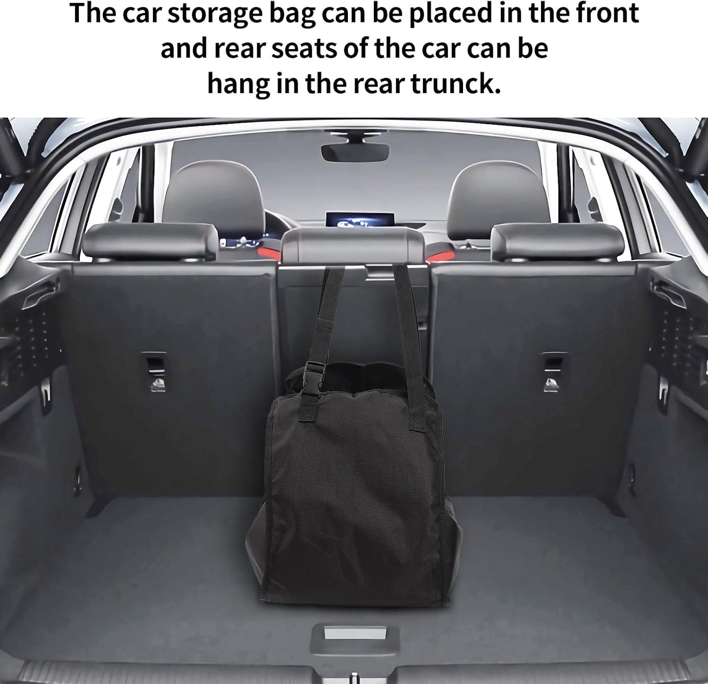 Car Seat Organizer - Large Capacity Passenger Seat Storage Travel Bag, Portable, Foldable and Collapsible Miscellaneous Car Hanging Bags, Reusable Shopping Tote with Drawstrings