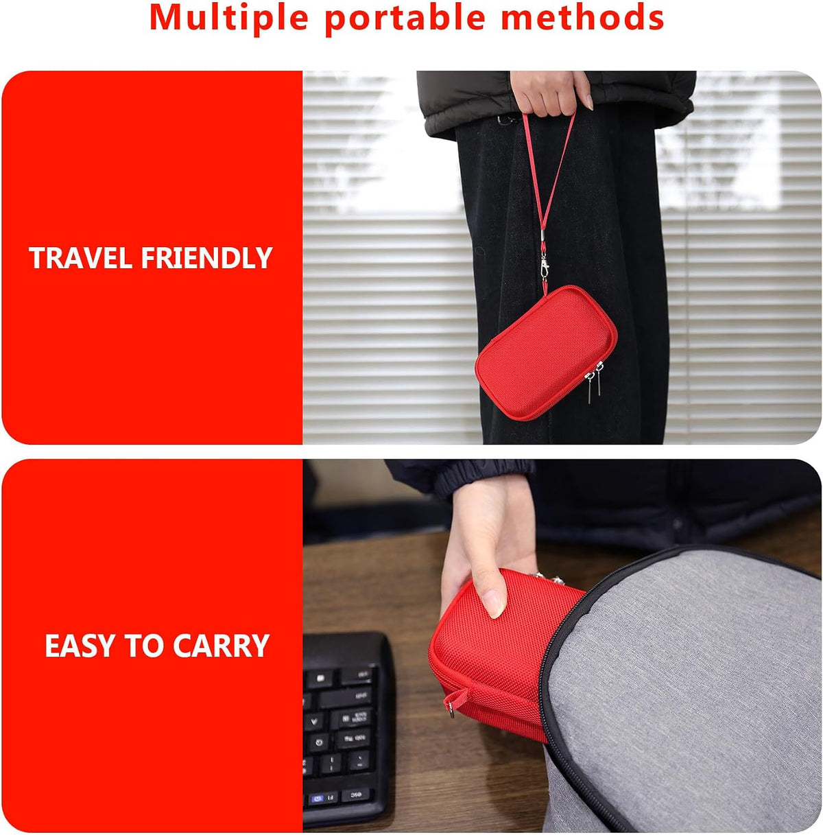 Carrying Case for OM System OLYMPUS Tough TG-7 / Tough TG-6 / TG-5 / TG-4 Underwater Digital Camera, Storage Holder Travel Bag with Mesh Pocket for Battery Pack, Charging Cable, Red