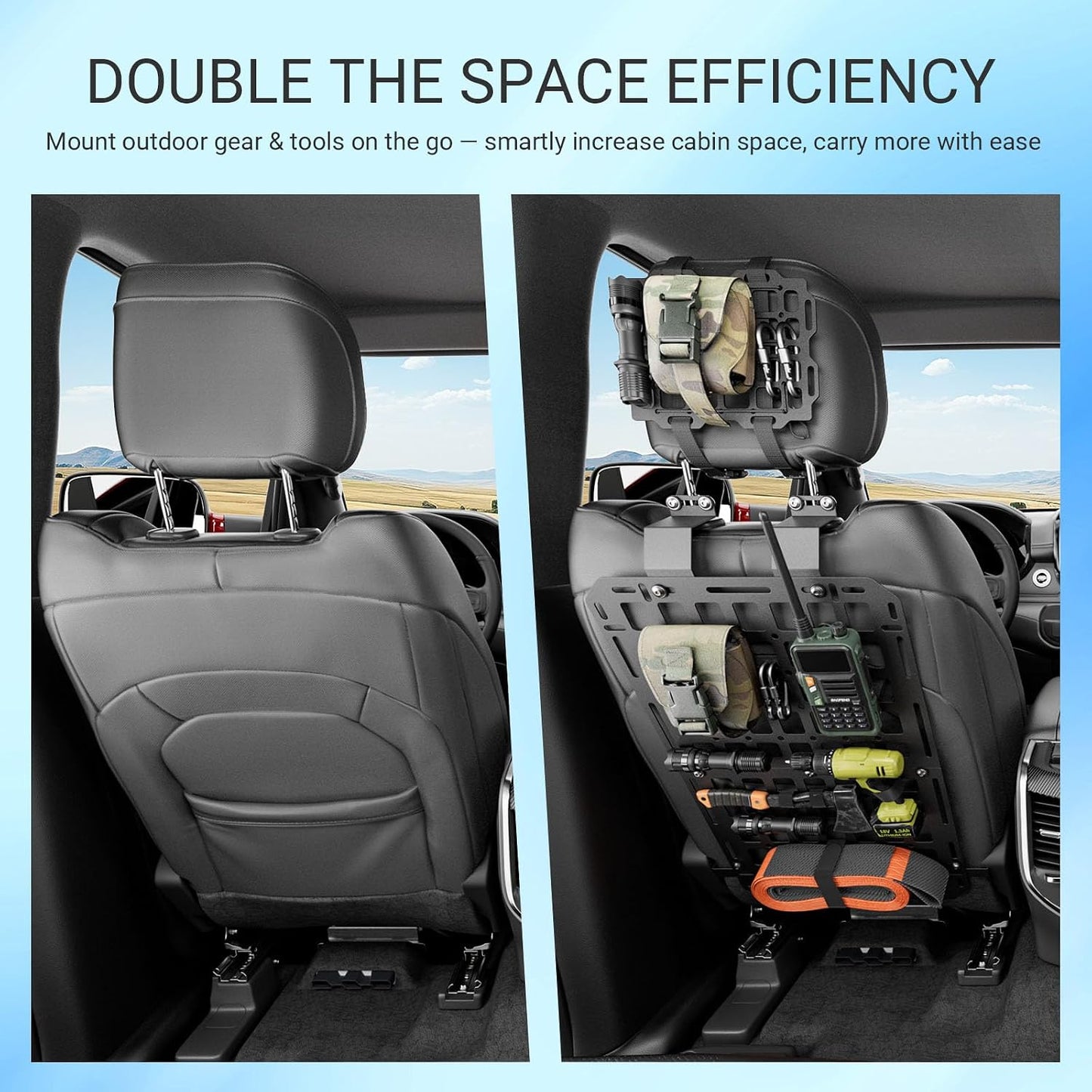 SZYANG Seatback Molle Panel Compatible with 2019-2026 Dodge Ram 1500 Headrest Organizer Molle Panel for 1 Seat Tactical Seat Back Organizers Replacement for 2019-2026 Dodge Ram 1500 Accessories