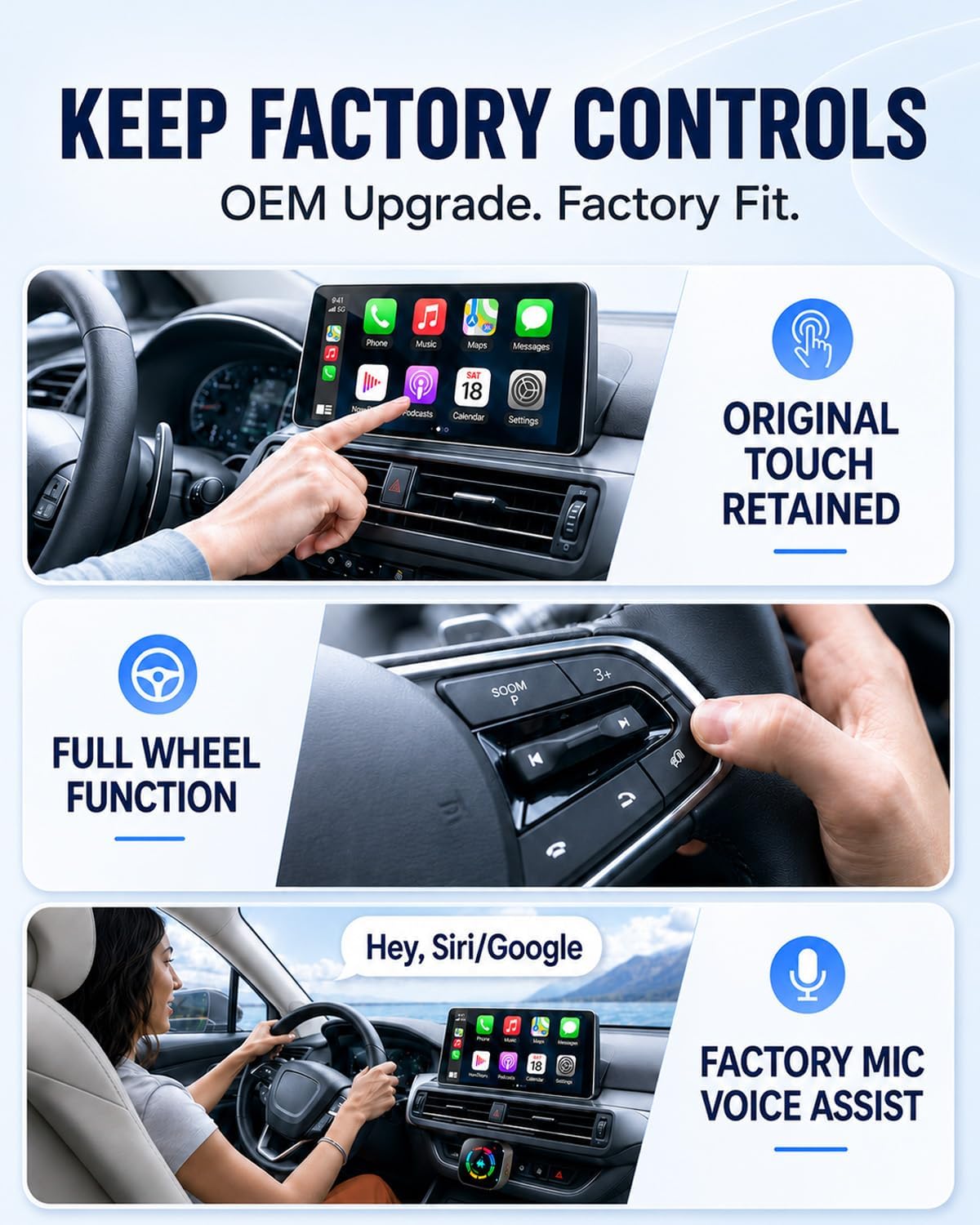 Wireless CarPlay Adapter,Car Play Wireless Adapter, CarPlay Car Adapter Dongle, Convert Factory Wired Apple CarPlay to Wireless, Ultra-Mini Plug & Play, Includes USB C & USB-A