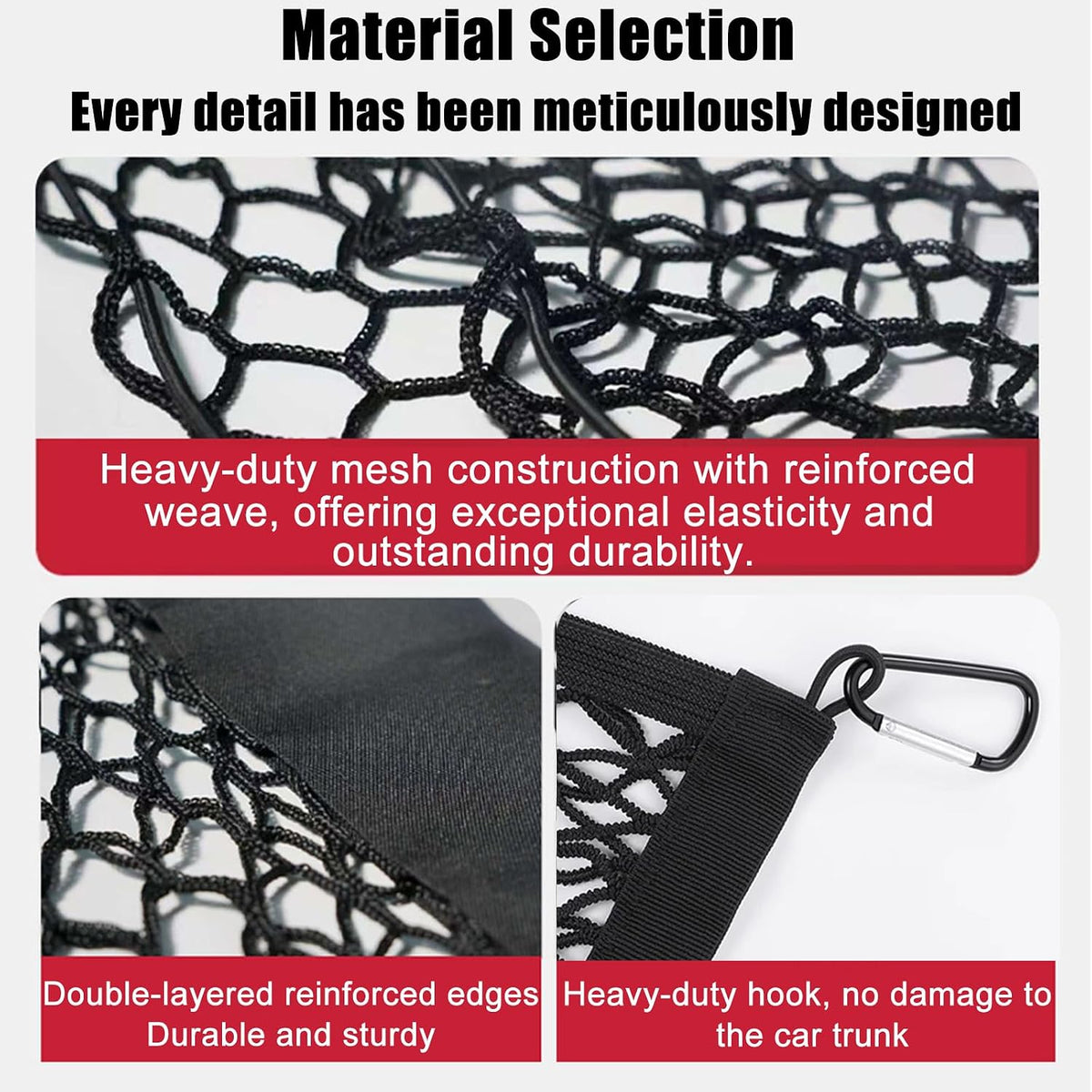 Heavy Duty Envelope Cargo Net, Stretchable Trunk Organizer with Metal Hooks, Adjustable Storage Net for SUV Car Compatible with 2021-2025 Honda CR-V、RAV4、Escape