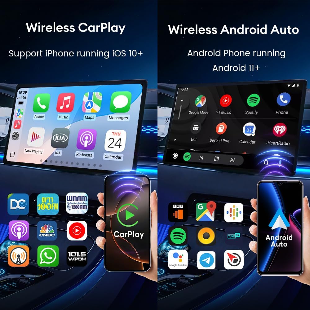 Carlinkit 5.0 Android Auto & Wireless CarPlay Adapter,Plug & Plug, Two Channel Connection, Online Update,for Cars with OEM Android Auto & Wired CarPlay (2016-2026), 10s Auto-Connect