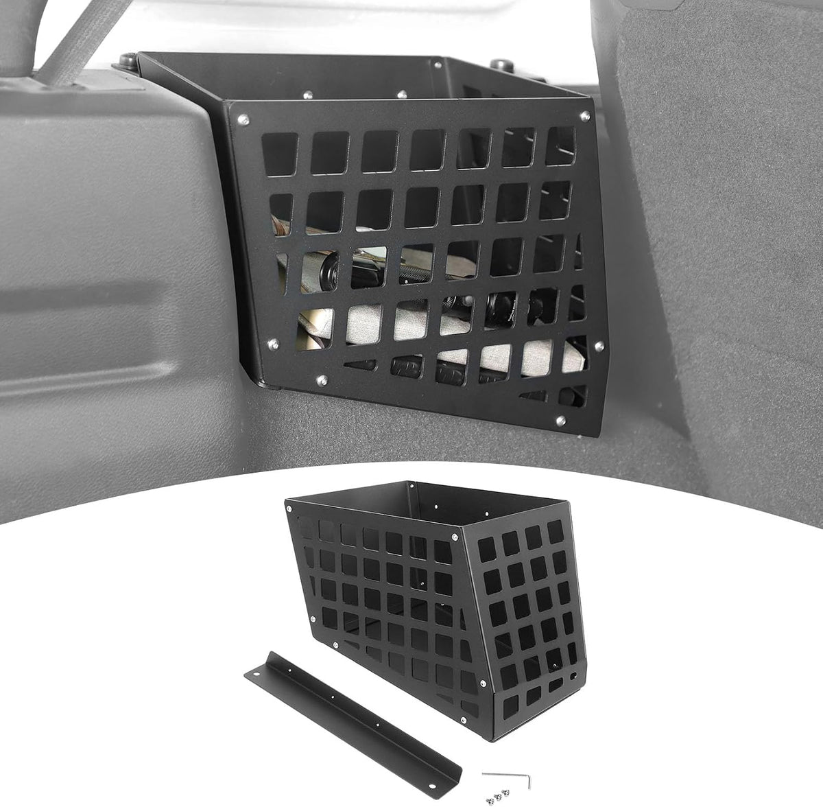 for Jeep JLU Trunk Right Side Molle Storage Bin Cargo Space Organizer Basket System Storage Carrier Box for Jeep Wrangler JLU 2024 up 4DR Modular Storage Solution for Hardtop