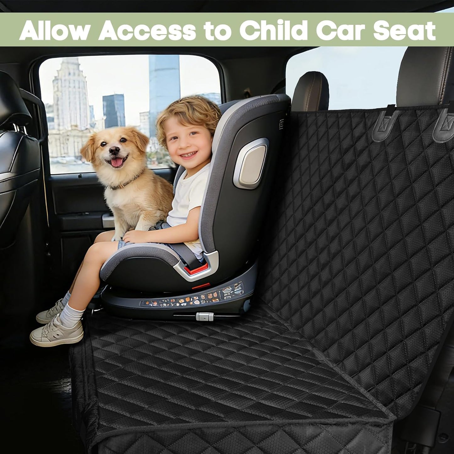 Dog Car Seat Cover for Trucks, Heavy Duty Rear Bench Cover for Ford F150/Chevrolet Silverado 1500/Ram 1500/GMC Sierra 1500, Waterproof Nonslip Pet Back Seat Cover for Dogs