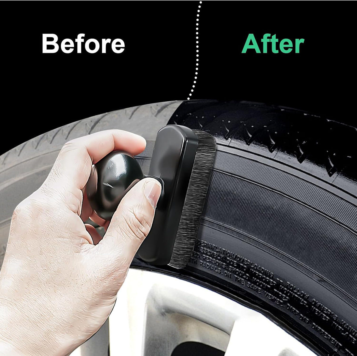 UNIMEIX Tire Shine Applicator Brush Kit Large Vegan Tire Shine Brush with Storage Stand for Vehicles Tire Shine Polish Wax and Car Interior Cleaning
