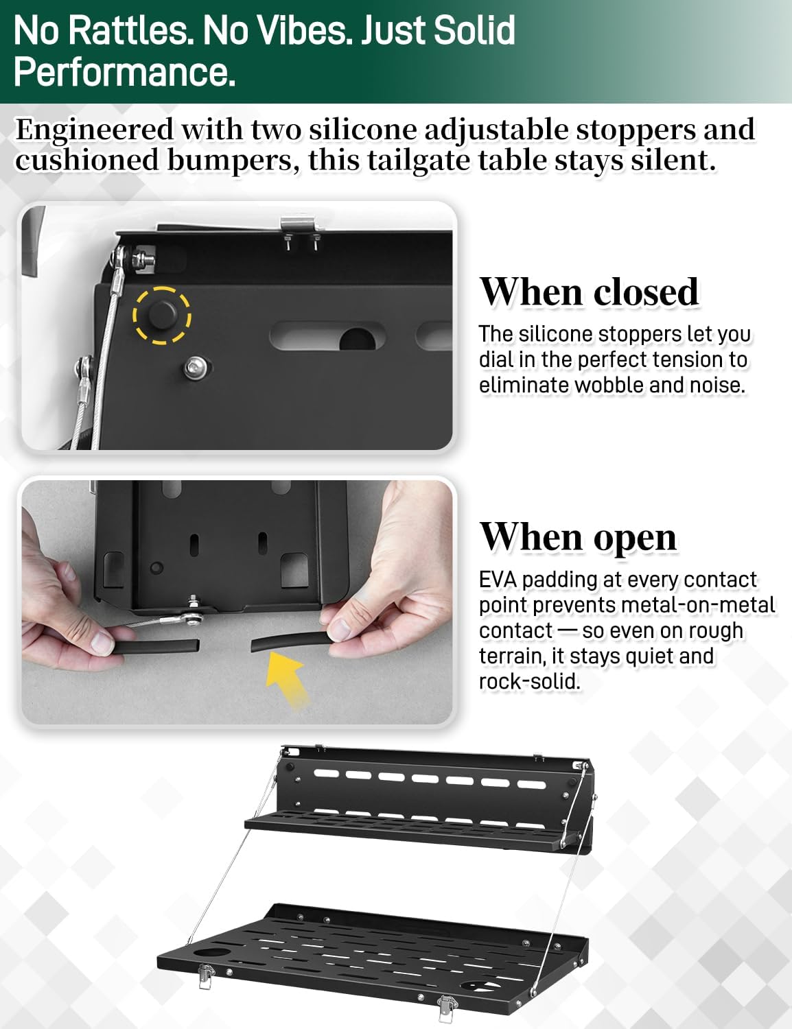 JROAD Bronco Double Layer Tailgate Table for 2021 2022 2023 2024 2025 2026 Ford Bronco 2/4 Door Rear Foldable Cargo Shelf Storage Shelf MOLLE Panel Bronco Accessories