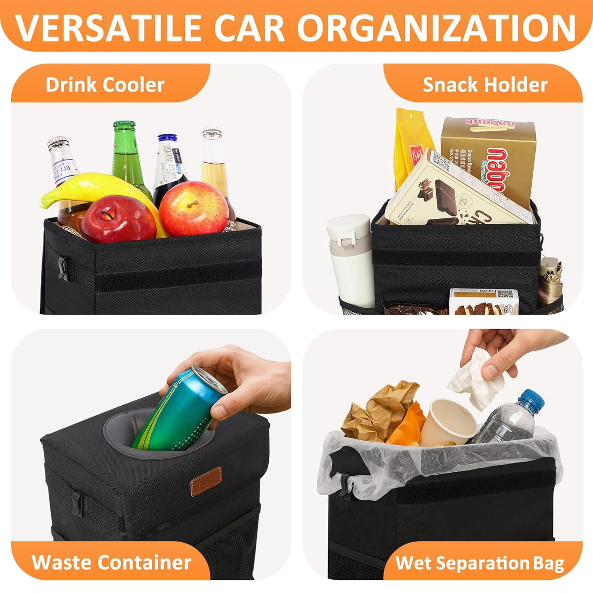 Vankor Car Trash Can with Lid Leak Proof Car Accessories for Women