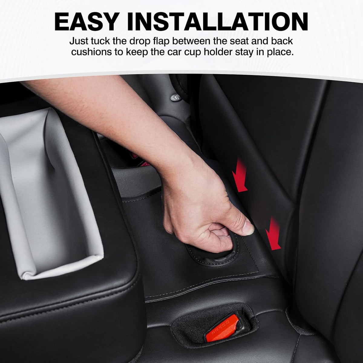 Autorder Back Seat Cup Holder for Car, Couch Cup Holder, Car Truck Boat RV Organizer, Holds Coffee Cups, Books, Phones, Remote Controls - PU Leather Black