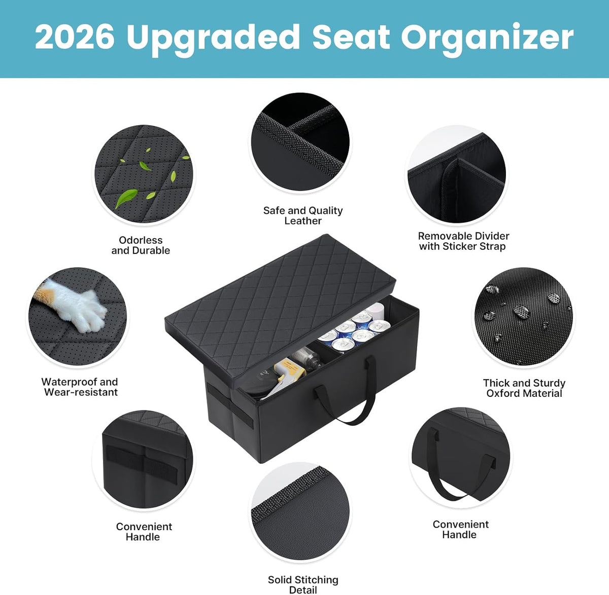 Mixsuper Liner Car Seat Organizer for Subaru Ascent 2019-2026, Console Organizer Backseat Box for Subaru Ascent, Dog Box Storage Bin Supplies Travel Accessories
