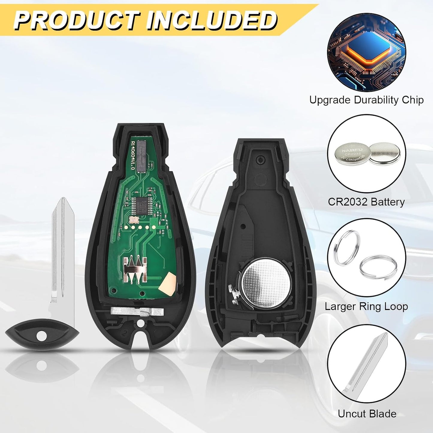 Vurkcy Key Fob Replacement for 2013-2021 Dodge Ram 1500/13-18 Ram 2500 3500 4500 5500 Car Keyless Entry Remote Control,GQ4-53T,4 Buttons,2Pcs