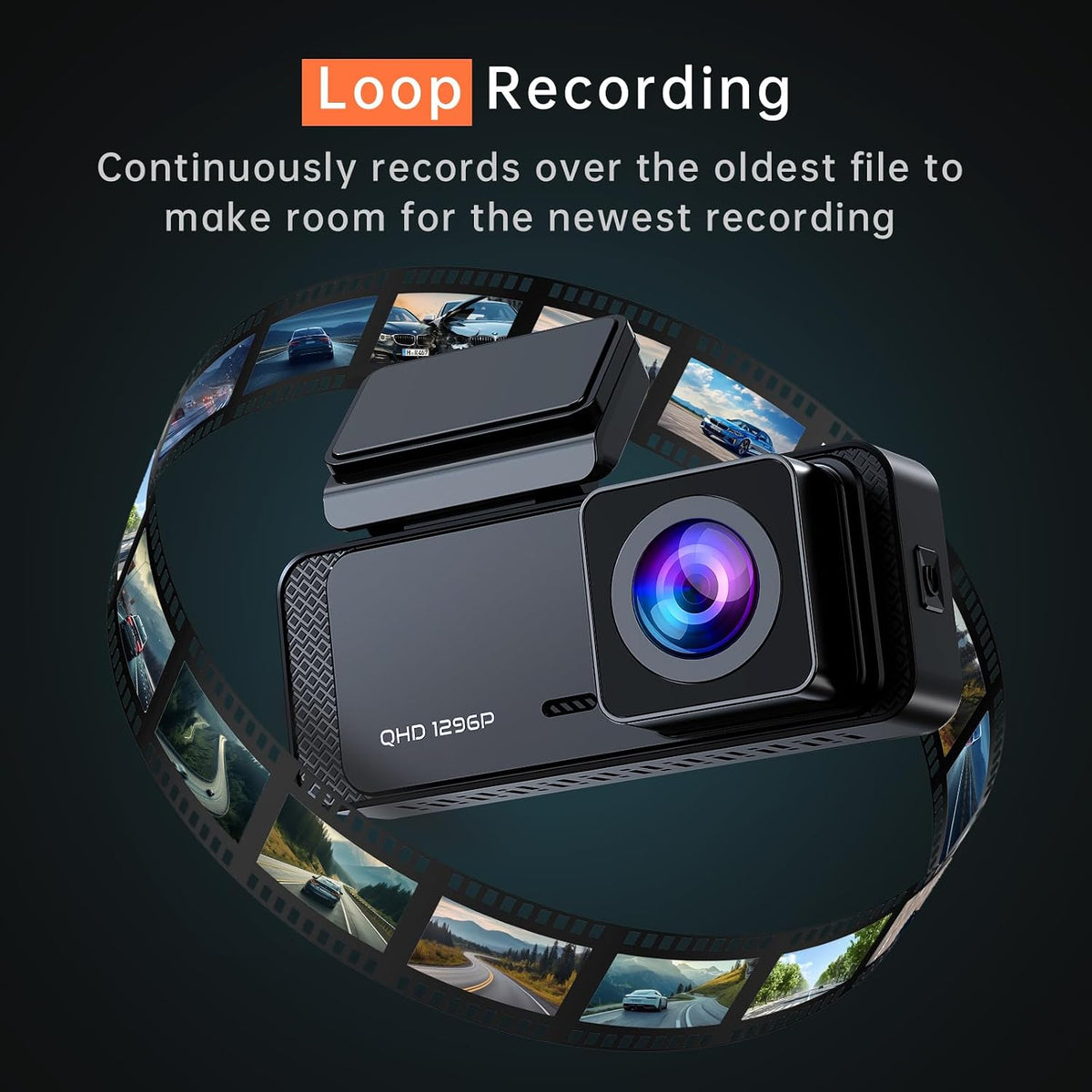 Veement 1296P Dash Cam Front, WiFi Dash Camera for Cars with App