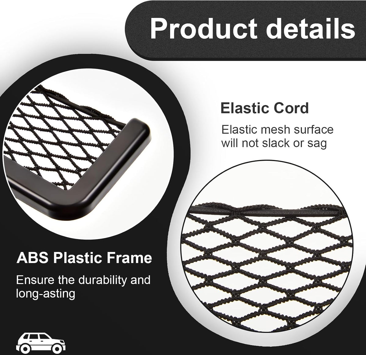 Frienda 4 Pcs Bungee Net Pocket Framed Mesh Car Boat RV,16 X 8 Inch