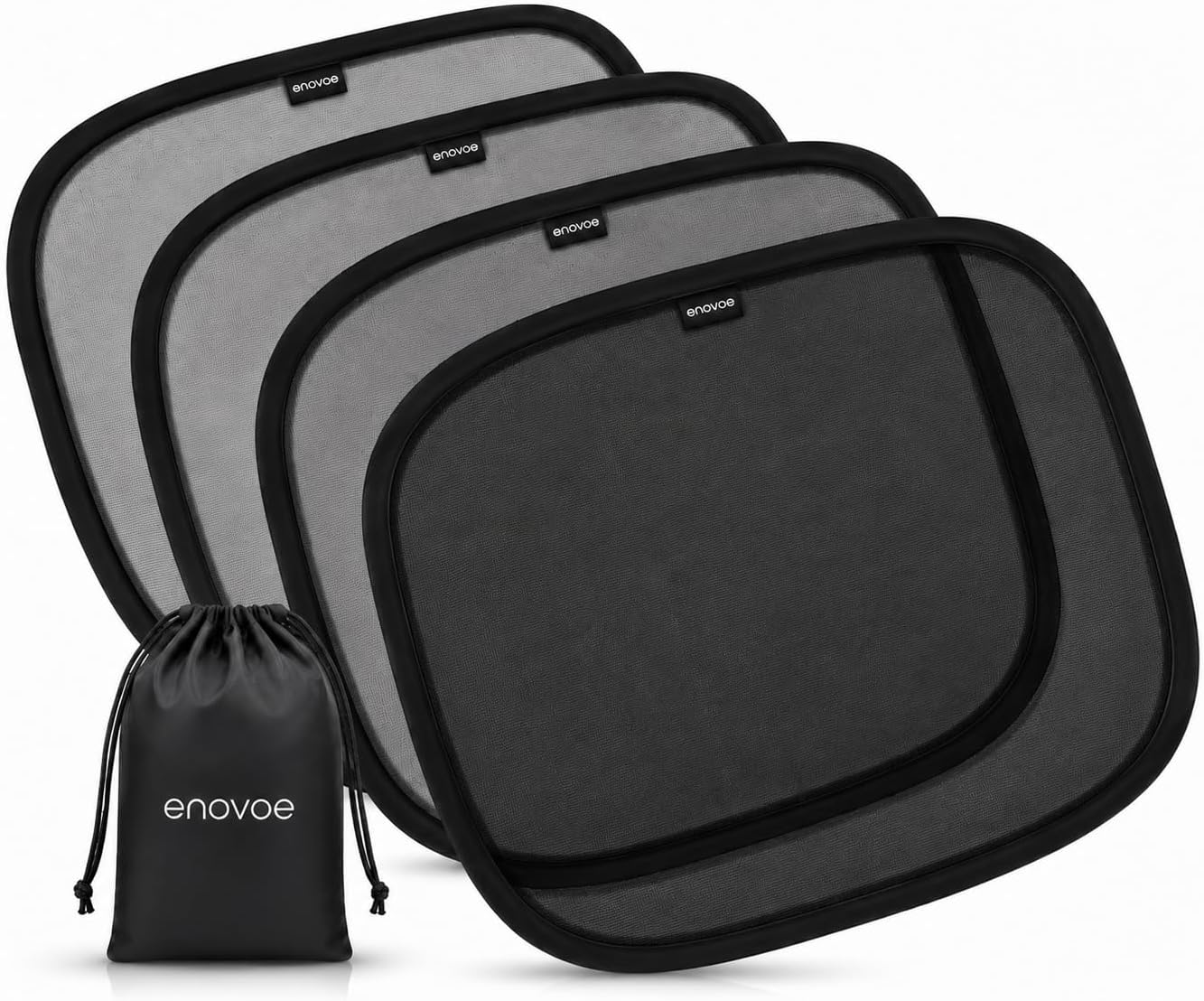 Enovoe Car Window Shades for Baby (4 Pack) - 21"x14" - Sun Shade Blocker, Cling - Glare Shield and UV Rays Protection for Your Child - Side Windows Screens for SUV- Mesh Window Shades for Car Baby
