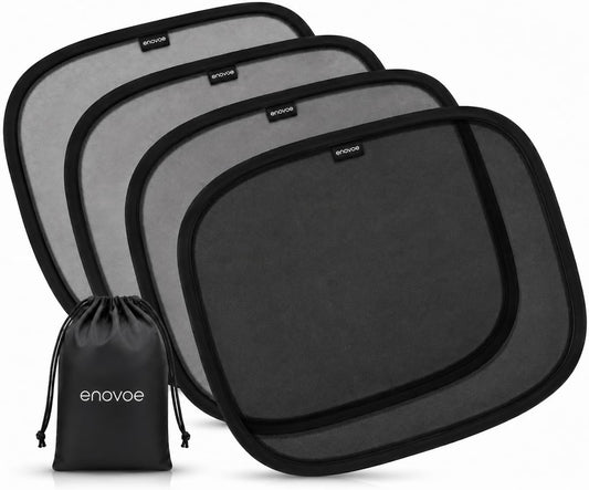 Enovoe Car Window Shades for Baby (4 Pack) - 21"x14" - Sun Shade Blocker, Cling - Glare Shield and UV Rays Protection for Your Child - Side Windows Screens for SUV- Mesh Window Shades for Car Baby