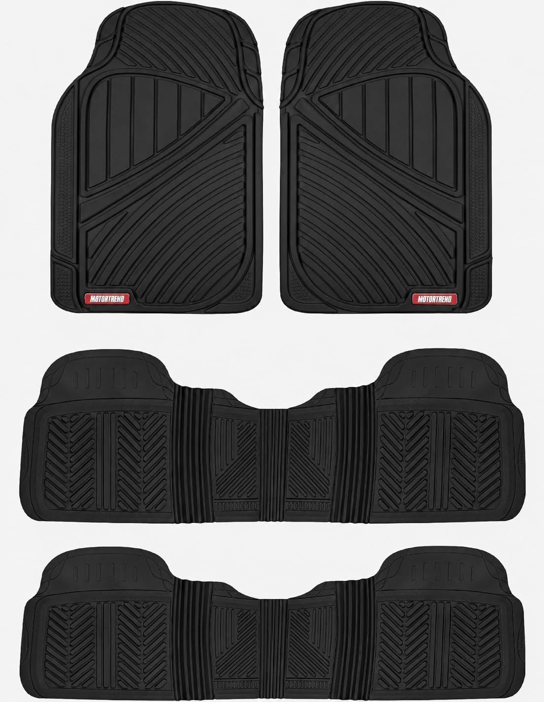 Motor Trend 3-Row Rubber Floor Mats & Liners for Car SUV Van 7 Seater, 6 Seater, 8 Seater 3rd Row Car Floor Mats Heavy Duty All Weather Full Interior Protection, FlexTough Avanced Performance
