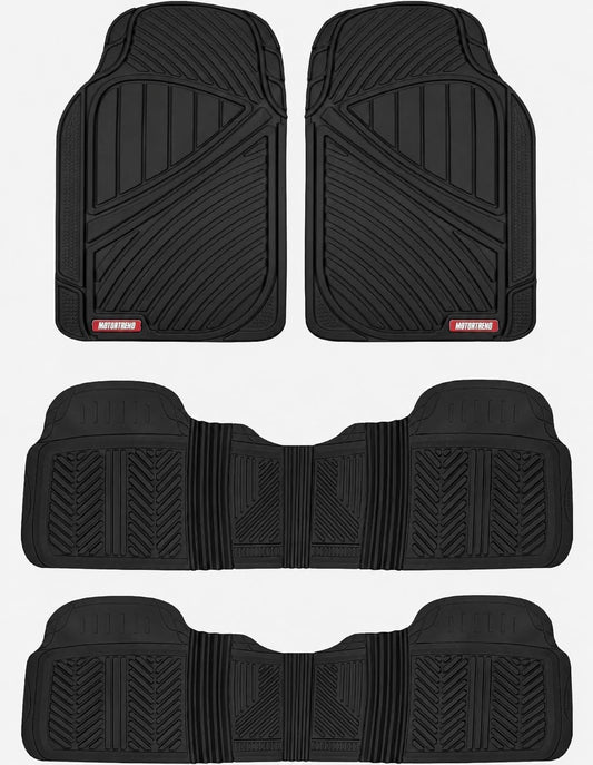 Motor Trend 3-Row Rubber Floor Mats & Liners for Car SUV Van 7 Seater, 6 Seater, 8 Seater 3rd Row Car Floor Mats Heavy Duty All Weather Full Interior Protection, FlexTough Avanced Performance