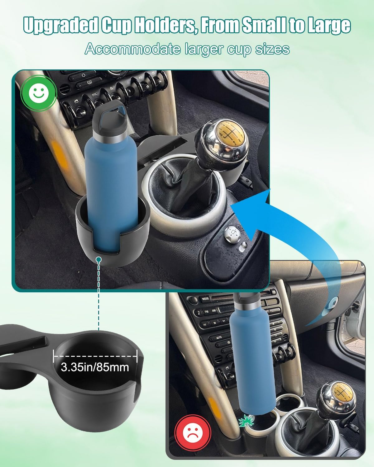 Upgrade Cup Holder Expander Fits for Mini Cooper R50 R52 R53 2001-2006