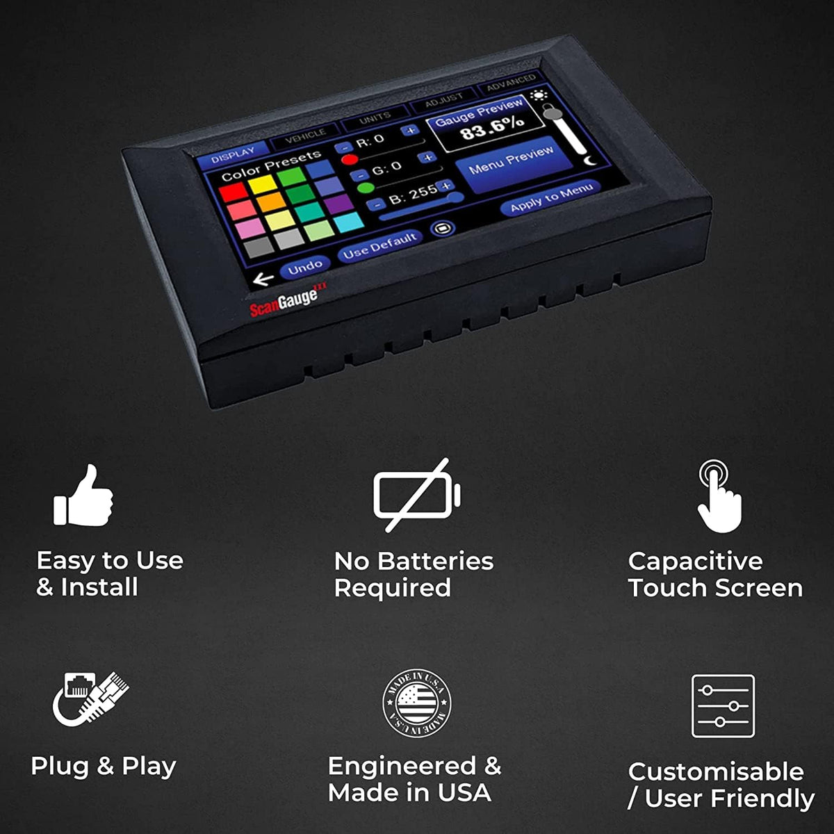 ScanGauge 3 Touch Screen OBD2 Scanner, Digital Gauges & Trip Computer SG3