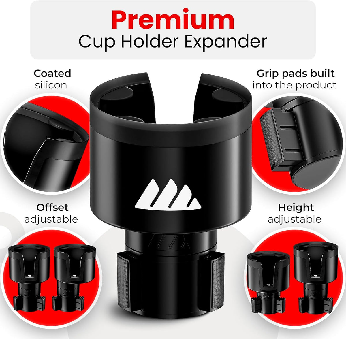 Integral Ultimate Car Cup Holder Expander with Adjustable Base - 2 Pack