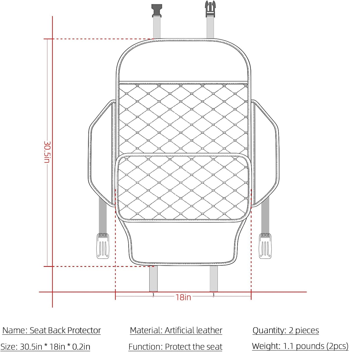 TAIKOO Seat Back Protector,Shields Seat Backs From Kicks and Adds Storage | Keeps seat backs looking new for a long time. Easy to install and clean. 2-piece set