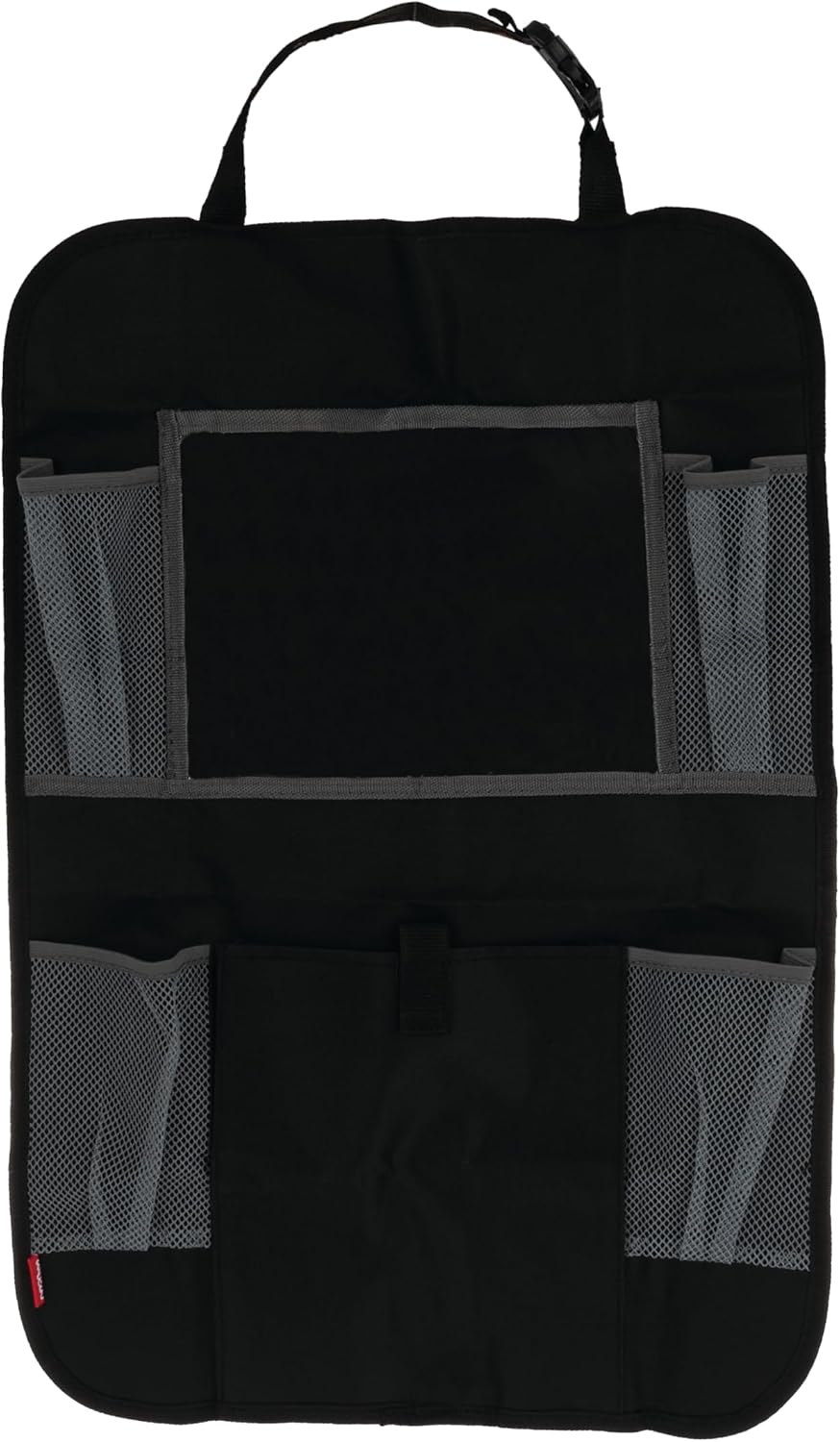 Nuby Backseat Car Organizer Set: Organizer with Tablet Holder, Storage Pockets and 5 Linkable Hooks for Attaching Accessories | Easy to Clean Black (Pack of 2)