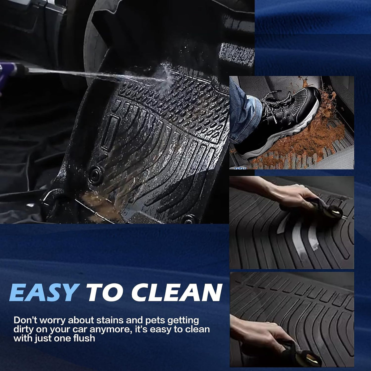 All Weather Rubber Floor Mats Compatible with 2013-2017 Honda Accord, 3Pcs Car Automotive Floor Mats & Cargo Liners Black