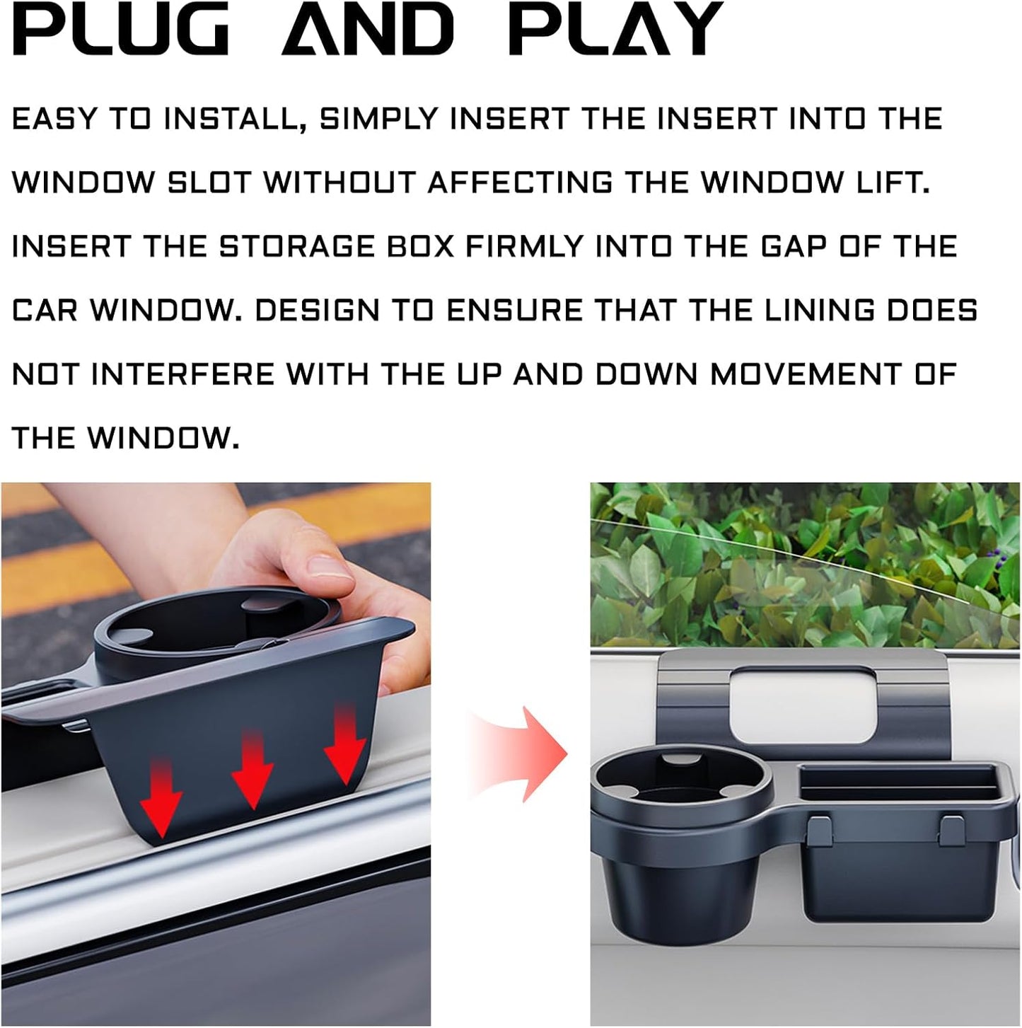 Car Door Storage Organizer with Cup Holder，Multifunctional Car Window Cup Holder Organizer Tray Side Hanging Rack，Backseat Storage Rack Box Hook for Hold Bottle Cell Phone Coin Key Charging Port