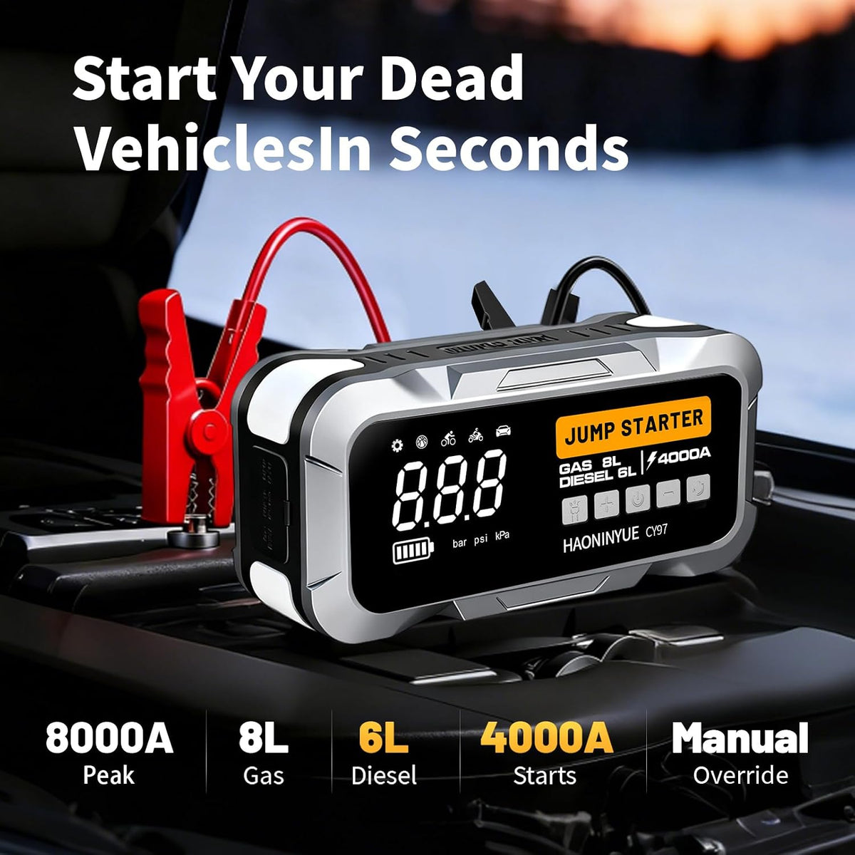 4000A Jump Starter with Air Compressor, 150PSI for Car