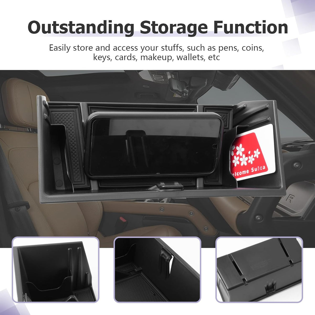 LUWU 2025 Defender Under Screen Organizer Compatible with 2020 2021 2022 2023 2024 2025 Land Rover Defender Accessories Center Console Organizer Armrest Console Organizer Insert Tray