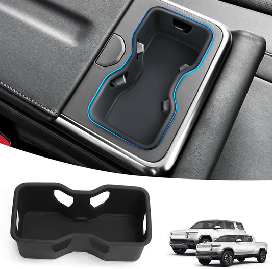 Second Row Console Cup Holder Insert for 2022-2026 Rivian R1S & R1T Accessories, Rear Armrest Cupholder Silicone Accessories