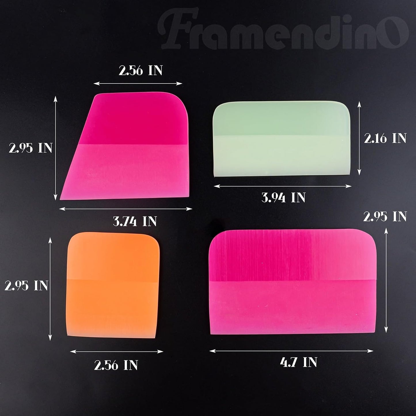 Framendino, 4 Pack PPF Squeegee Soft Silicone Rubber Scraper Anti Scratch Scrapers Window Edge Trimming Scarper for Car Vinyl Paint Protection Film Installation Tint Tool