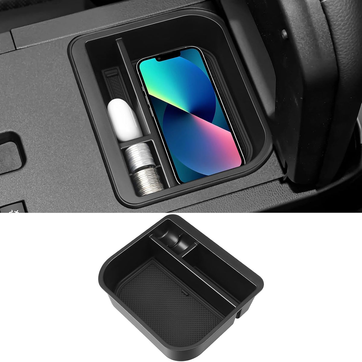 Center Console Organizer Tray Compatible with Mazda 2017-2025 CX-5 CX5 Accessories Armrest Storage Box ABS Console Insert Tray Container (Black Mat)