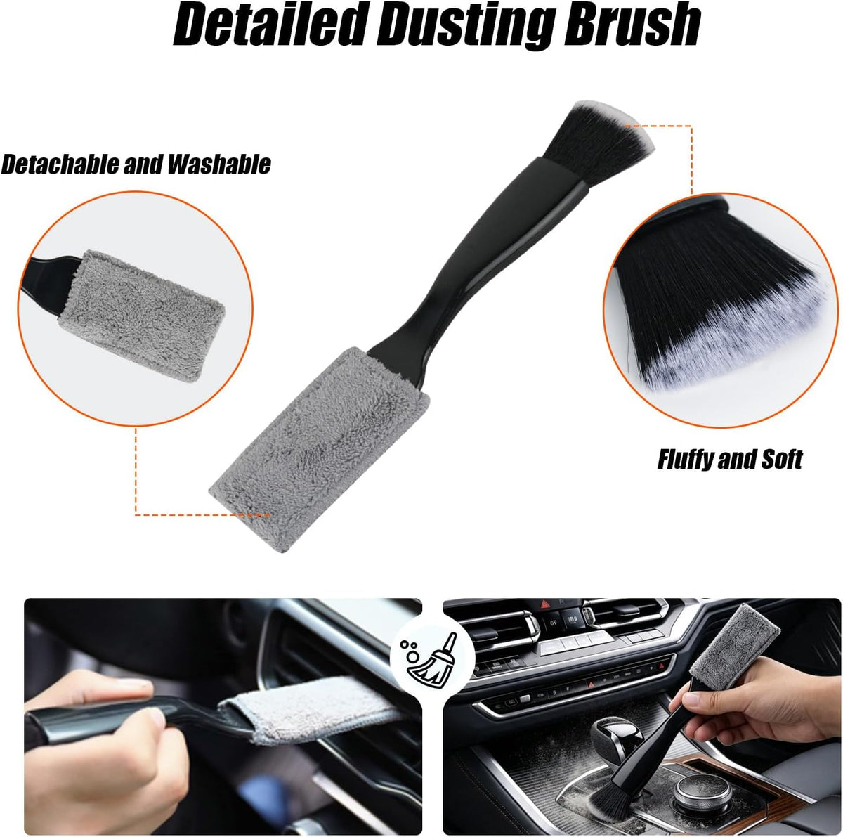 Chenille Car Duster Exterior with Detail Brush and Microfiber Towel