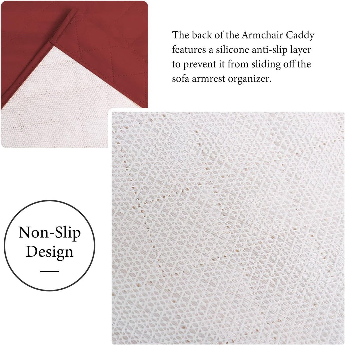 Armchair Caddy for Recliner, Non Slip Sofa Arm Organizer, Red