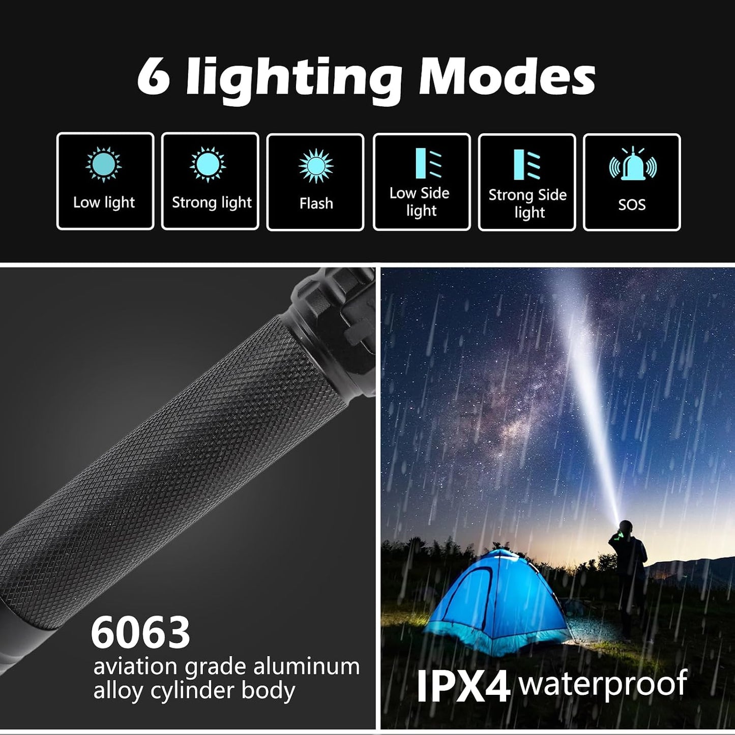 Emergency Flashlight with Window Breaker and Seatbelt Cutter, LED Flashlight, flashlights high lumens，Strobe sos Beacon，Mobile Power，Alarm Rescue，for car，Outdoor，Hiking, Fishing, Dog Walking