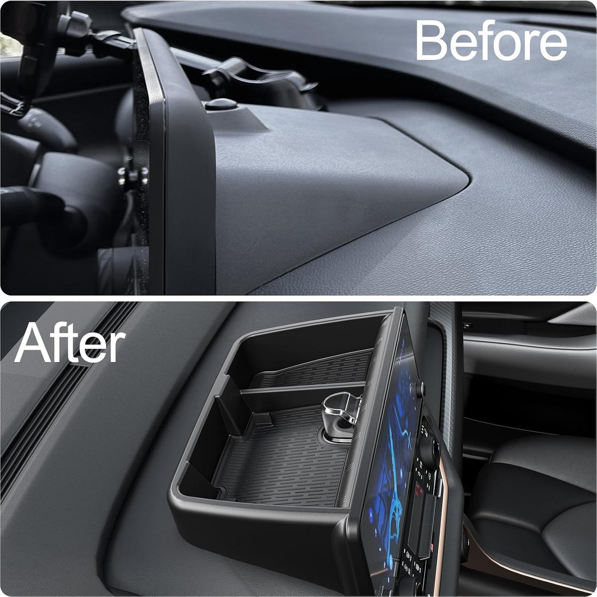 for 2026 2025 2024 Grand Highlander Accessories Center Console Behind Screen Dashboard Organizer Tray, Storage box with Anti-Slip Black Pad for Toyota Grand Highlander Accessories