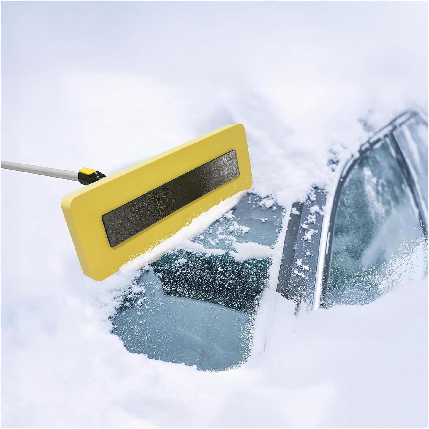 Snow Joe 2-in-1 Telescoping Snow Broom and Ice Scraper with 18-Inch Non-Scratch Foam Head - Car Cleaning Tool with Long Extendable Handle for Windshield, Roof, Truck, and SUV, SJBLZD-PRX
