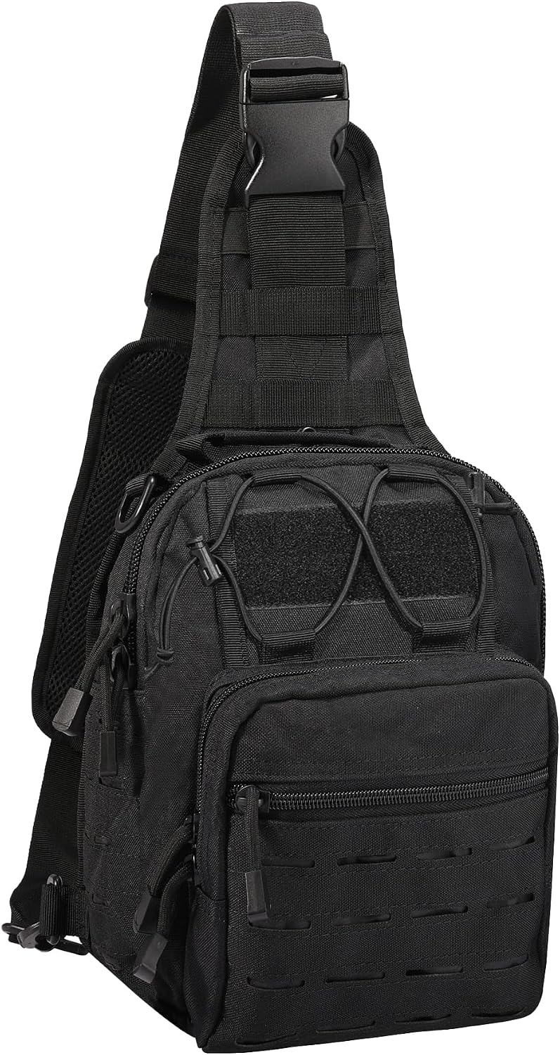 BOMTURN Tactical Backpack-1000D Waterproof Military Backpack/Laser-Cut/CCW Bags Sling Bag Tactical Satchel Shoulder Bag Men