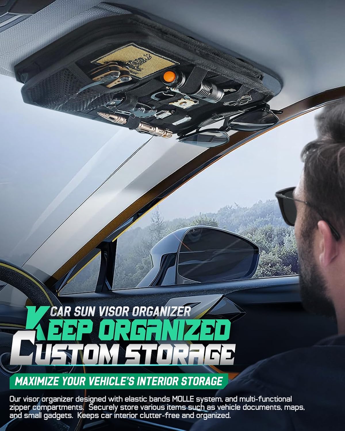 LIVANS Tactical Car Sun Visor Organizer, Fit Cars Trucks SUV Jeeps Patrols | Livans Tactical Car Sun Visor Organizer, Fit Cars Trucks Suv Jeeps Patrols