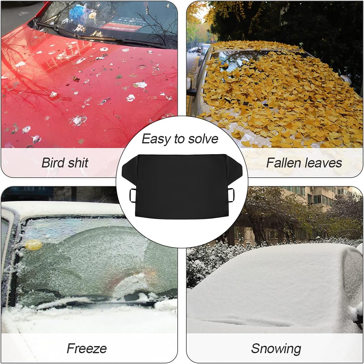 LoyaForba Car Magnetic Windshield Snow Cover for Ice, All Weather Application Windshield Cover, Snow and Wiper Protector for Most Cars, SUVs, Vans, Winter Car Front Window Accessories