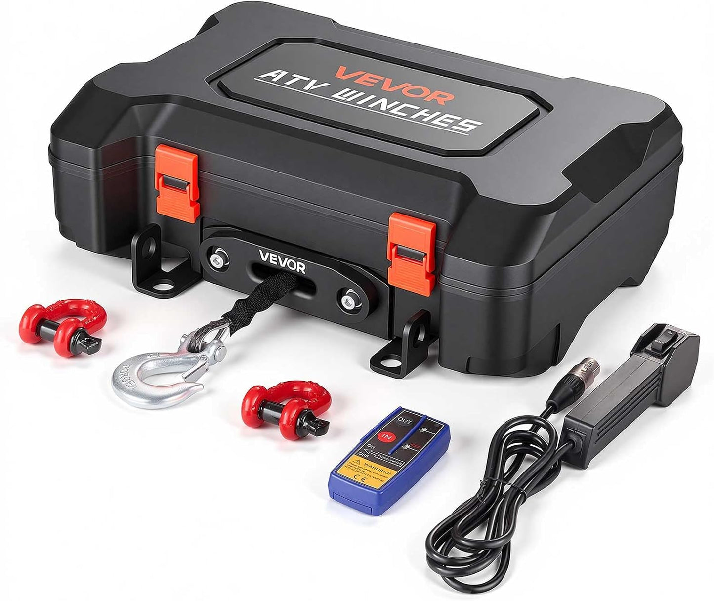 VEVOR Portable Winch, 3500 lbs 12V DC Electric Winch with Synthetic Rope, Wireless & Wired Remotes, Box-Style Recovery Kit with Fairlead, Clevis Hook, Strap for ATV UTV Off-Road Outdoor Pulling Tasks