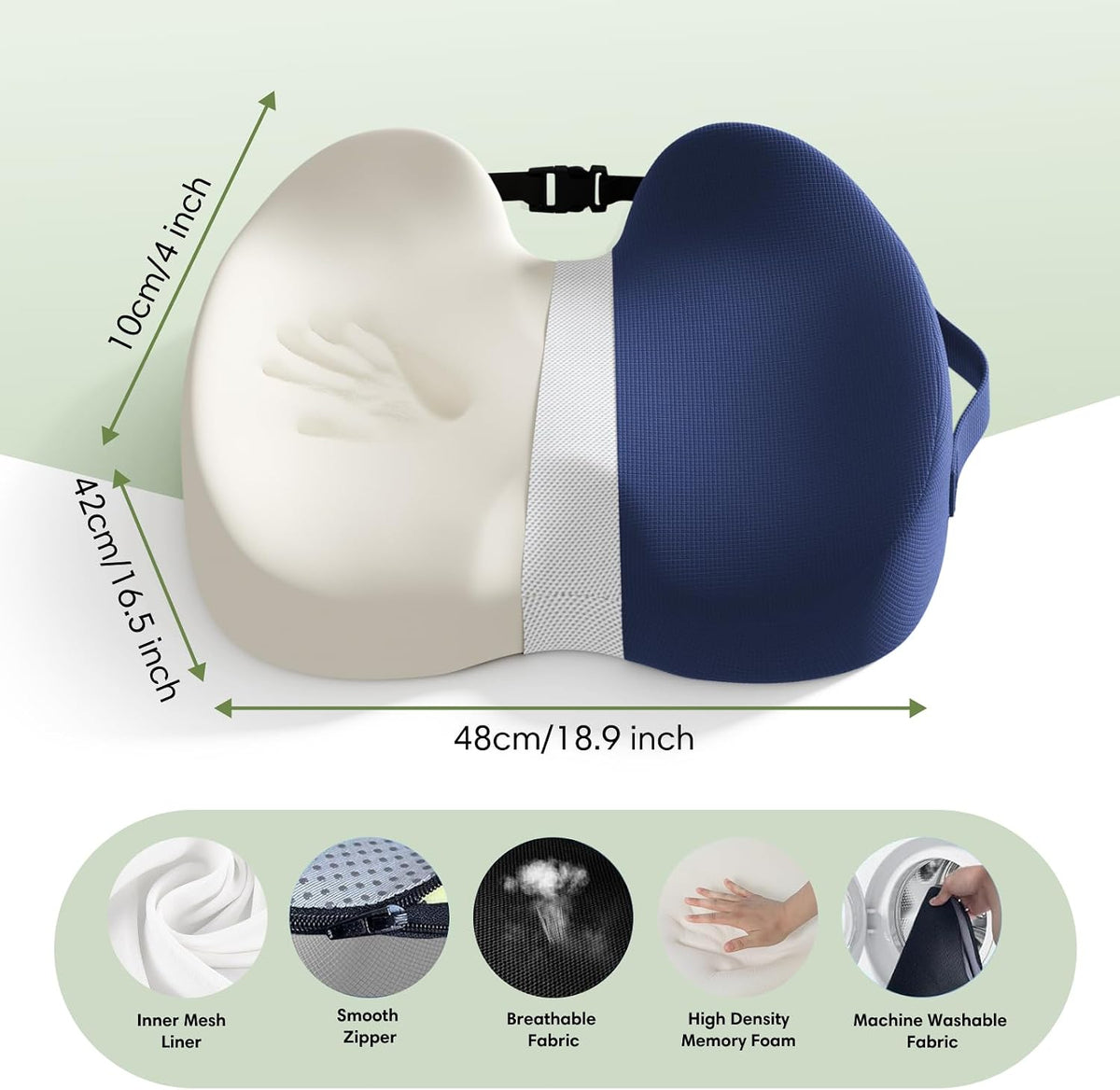 Car Seat Cushion, Memory Foam Seat Cushion for Truck Drivers, Car Seats, Travel & Wheelchair, Sciatica Ease & Tailbone Pain Relief Pillow for Long Sitting Comfort