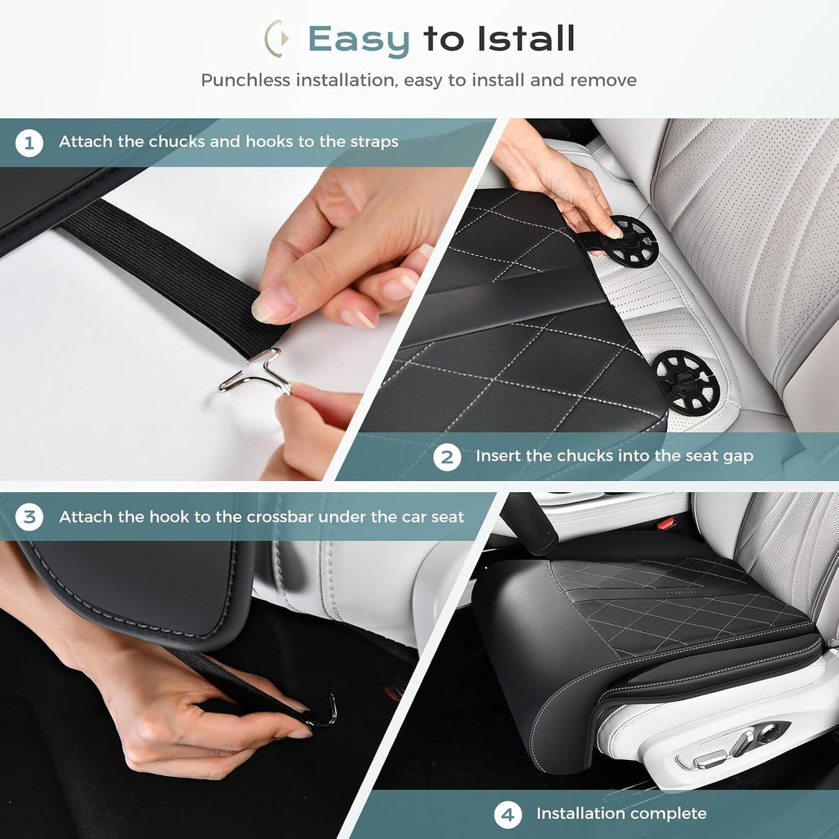 Coverado Car Seat Extender Leg Support Cushion, Leg Rest Cushion for Driver Seat, Universal Car Seat Leg Support, Leather Car Seat Cushion, Waterproof Leg Extension Pad for Long Driving (Update,Black)
