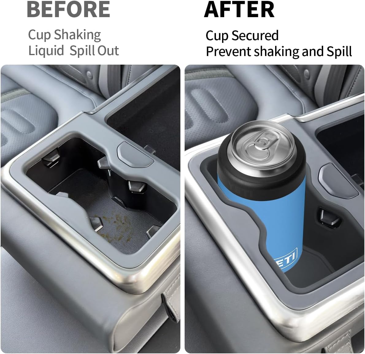 Second Row Console Cup Holder Insert for 2022-2026 Rivian R1S & R1T Accessories, Rear Armrest Cupholder Silicone Accessories