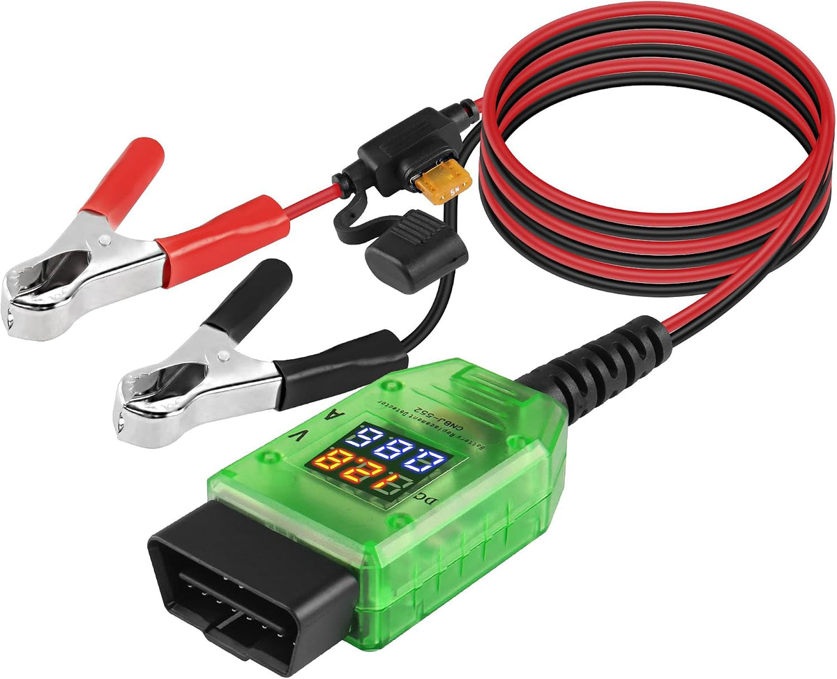 MEIRIYFA OBD2 Car Battery Change Saver Memory Vehicle ECU Emergency Power Supply Cable Replacement 12V Digital Display OBD II Battery Leakage Detective Kit with 5A Fuse