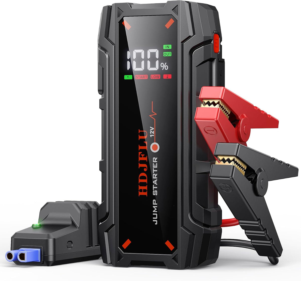 4000A Portable Car Jump Starter, Battery Jump Starter for 8L Gas & 6L Diesel Engines, 10 Safety Protections, 12V Jump Box with Jumper Cable, LED Light, 2.0" LCD Display for Trucks SUV RVs Boats