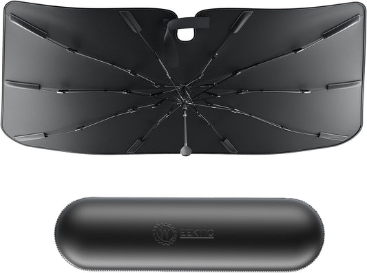[2026 Upgrade] Weektic Windshield Sun Shade Umbrella, [Double Thickened Ice Crystal Coating] Sun & Heat Protection, Keep Vehicle Cool & Protect Interior, Zero Light Leakage Medium 57" L x 31" W