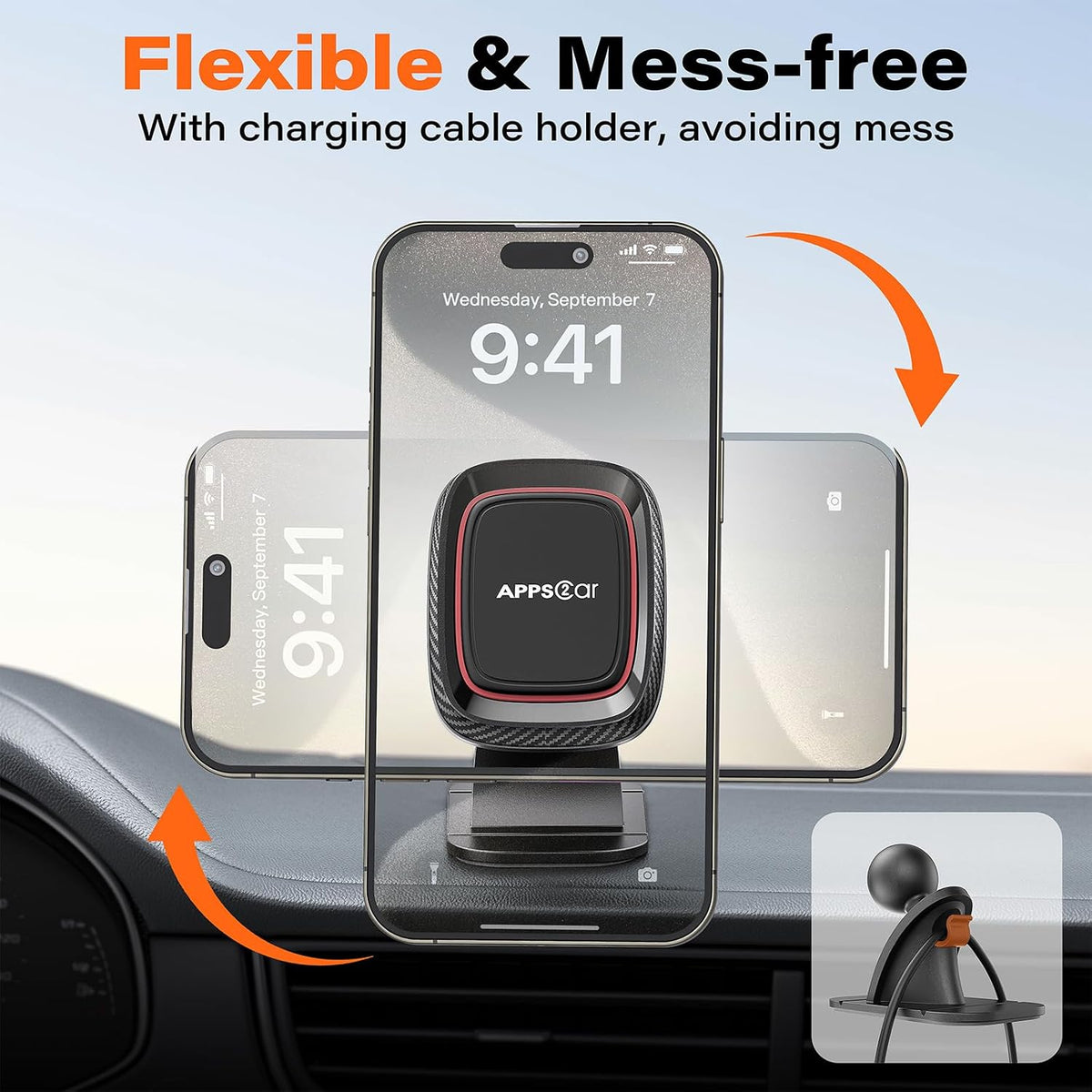 APPS2Car 2-Pack Magnetic Phone Holder for Car, Dashboard Magnet Car Mount