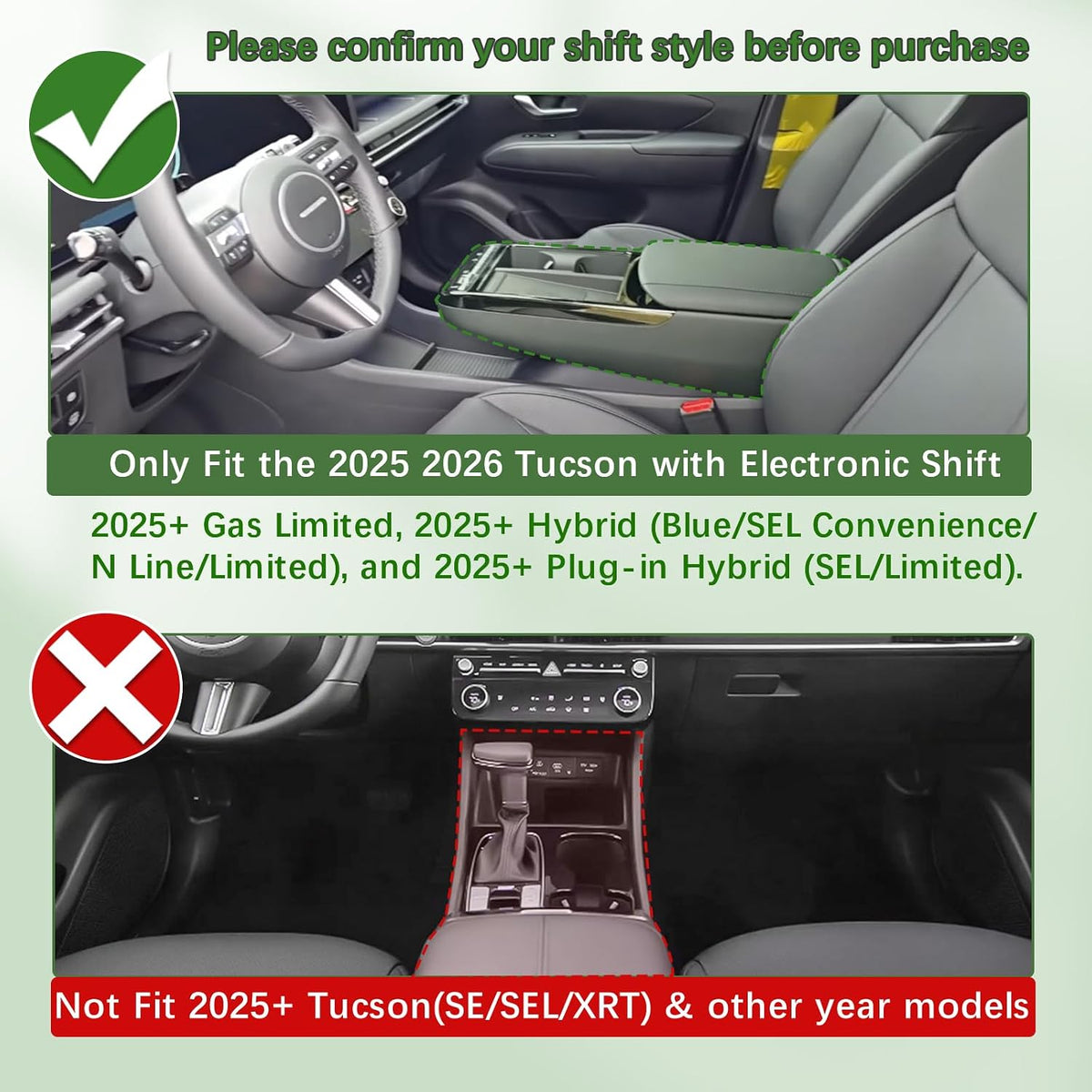 HGWEI Center Console Organizer for 2025 2026 Hyundai Tucson Limited/Hybrid