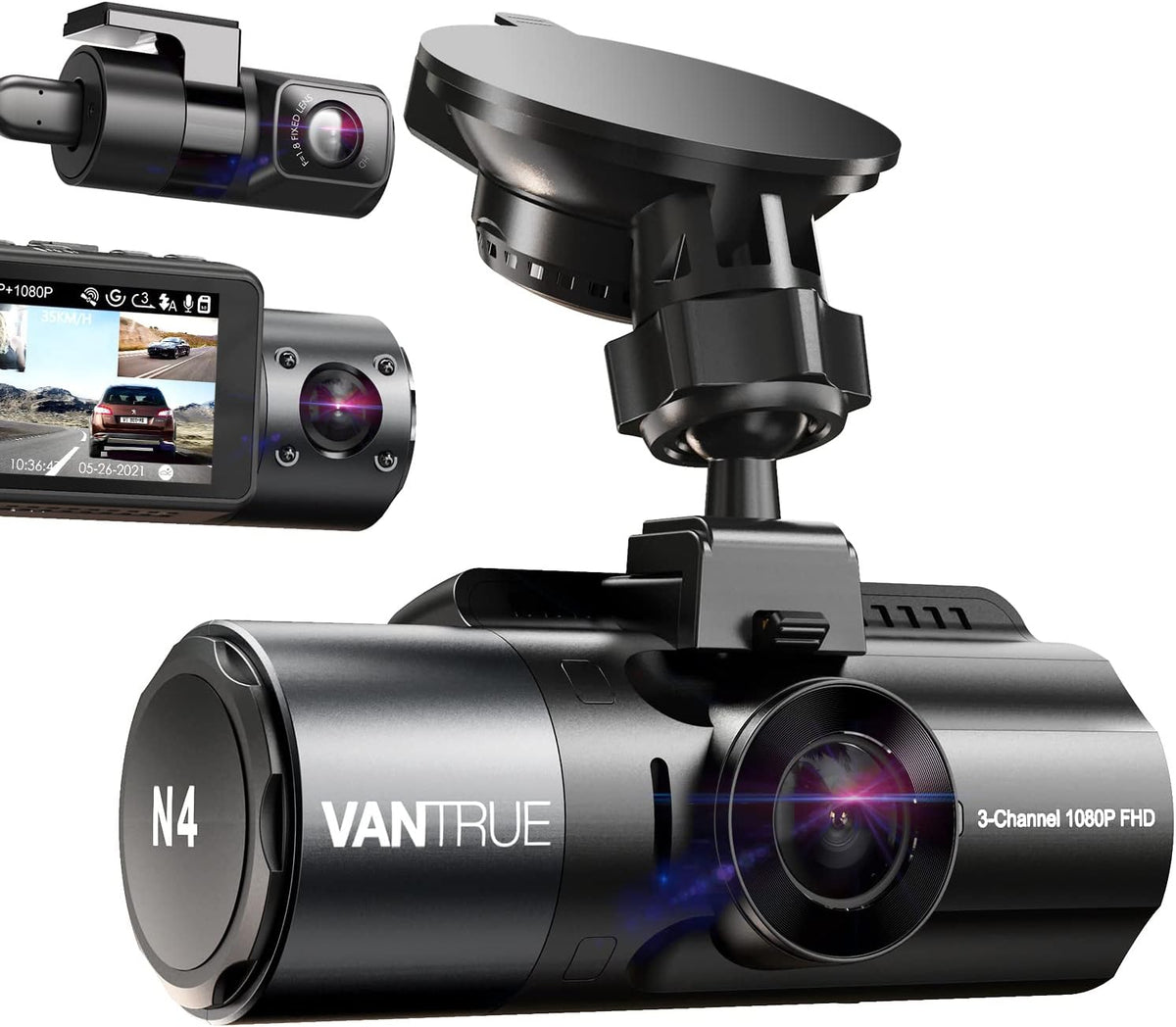 VANTRUE N4 3 Channel Dash Cam Front Inside Rear